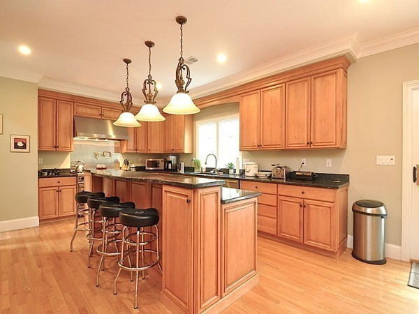 81 Montvale Road Weston, MA 02493 - Photo 5 of 27 a kitchen with stainless steel appliances granite countertop a stove a sink dishwasher and a refrigerator with wooden floor