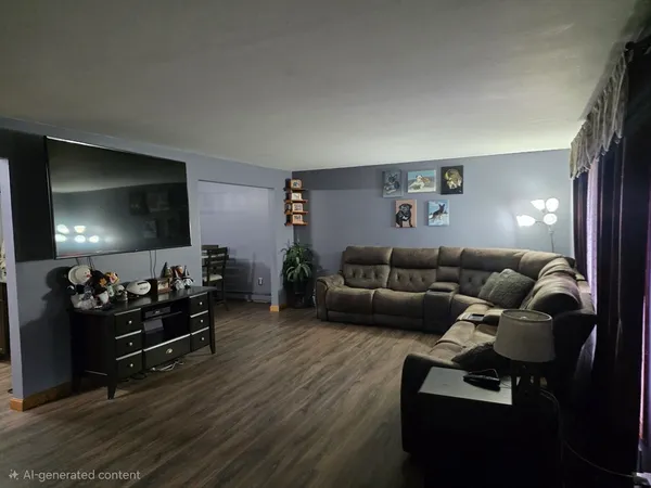 a living room with furniture window and a flat screen tv