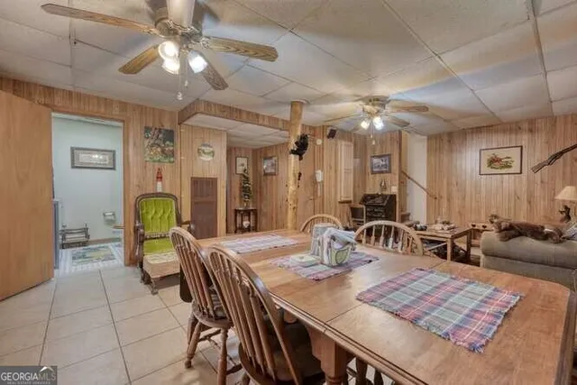 a view of a chairs and tables in patio