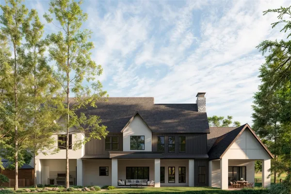 a view of a porch with furniture and floor to ceiling window