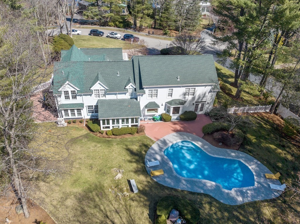 30 Hillcrest Road Weston, MA 02493 - Photo 29 of 29 an aerial view of a house with yard swimming pool and outdoor seating
