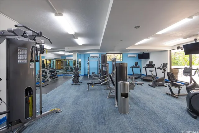 a view of a room with gym equipment