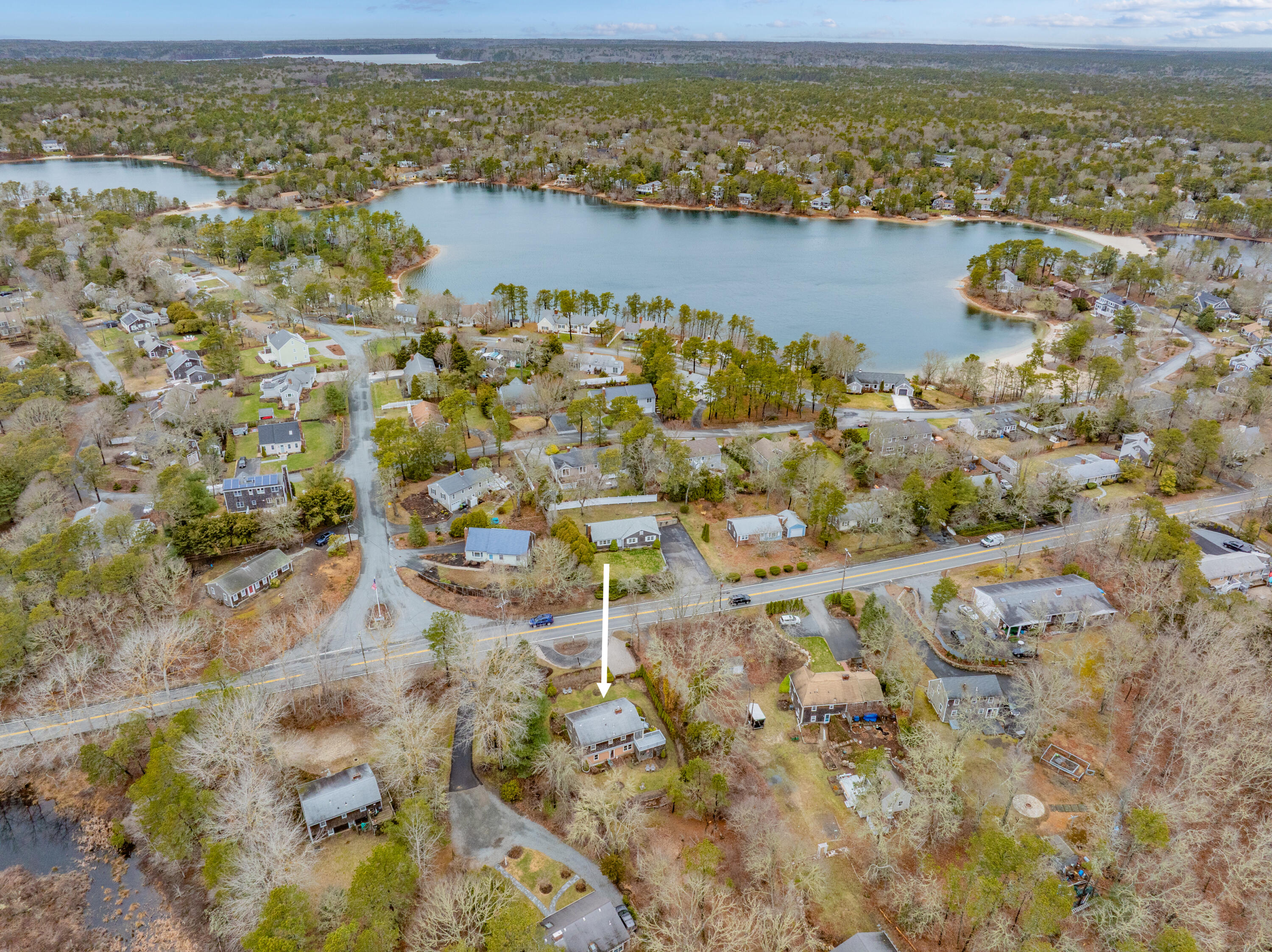 1157 Orleans-Harwich Road Harwich, MA 02645 - Photo 5 of 41 an aerial view of ocean with residential house and outdoor space