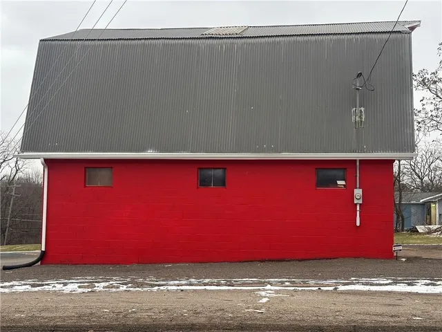 a view of a red door