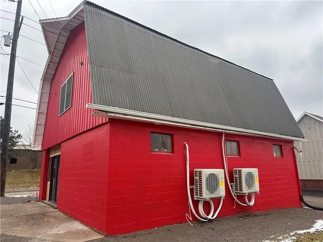 a view of a red door