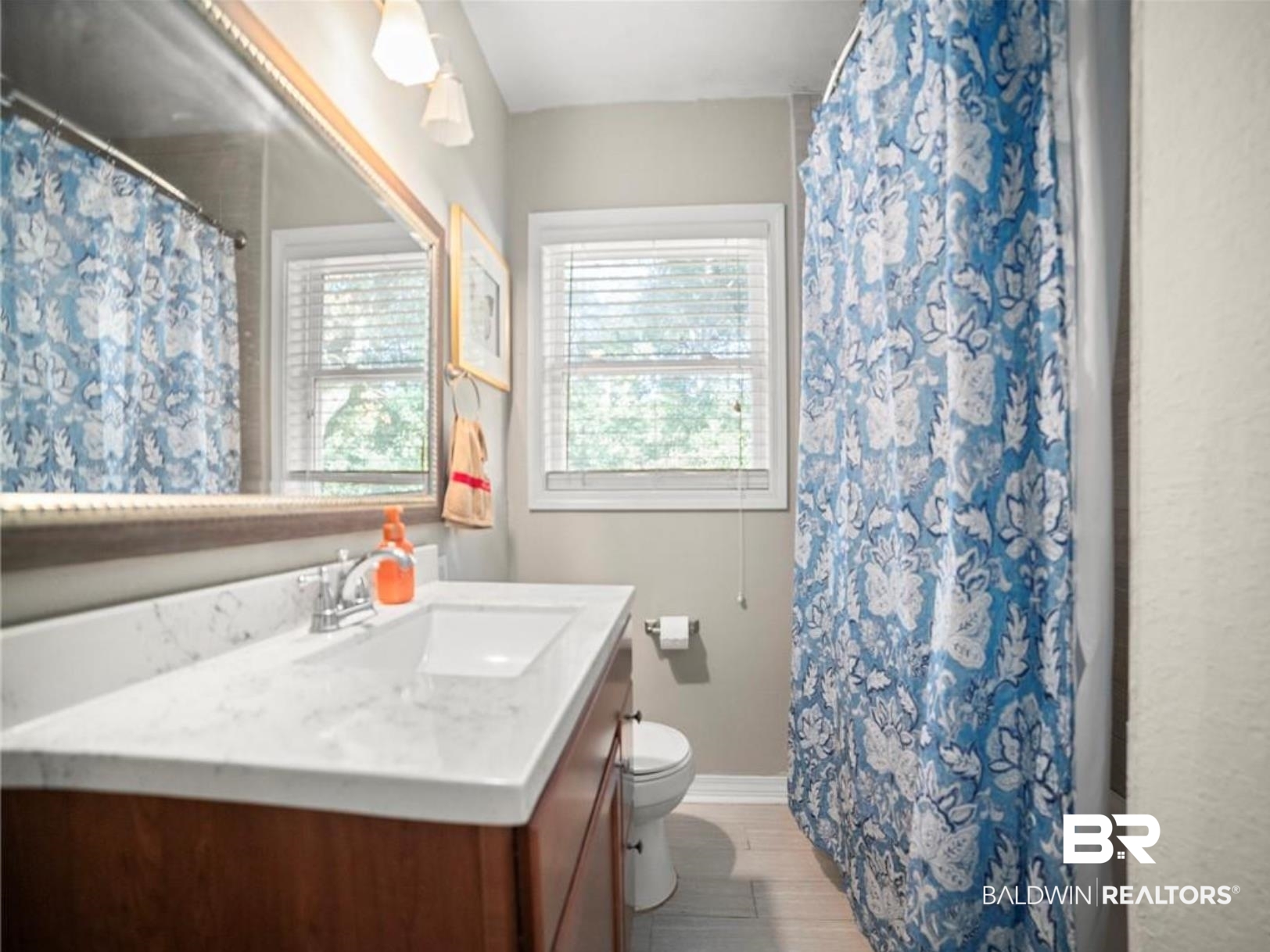 1420 Vega Drive Mobile, AL 36693 - Photo 12 of 18 Full bath featuring vanity, light wood-style flooring, and a shower with curtain