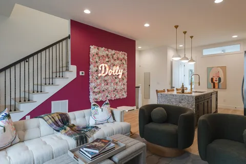 a living room with furniture