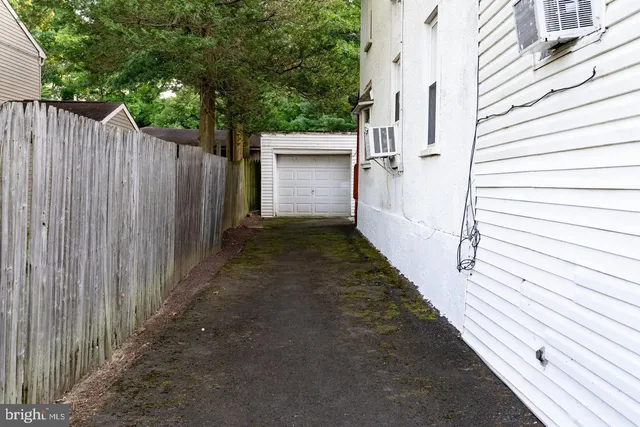 a view of a house with a white door