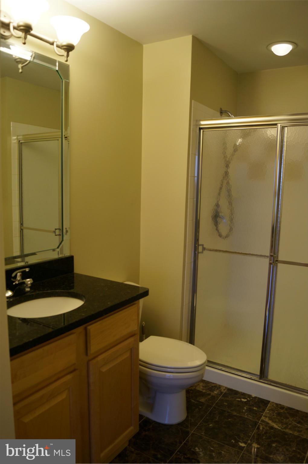 12000 Market Street, Unit 425 Reston, VA 20190 - Photo 16 of 30 a bathroom with a granite countertop sink toilet and shower