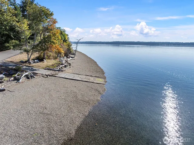 a view of a garden with an outdoor space