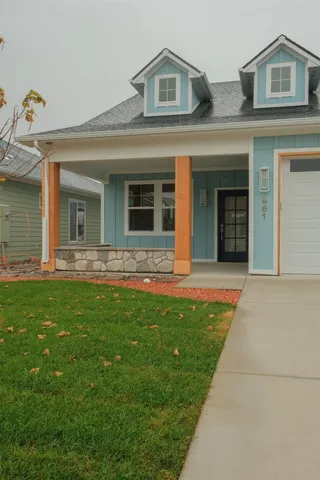a view of a lake with a big yard