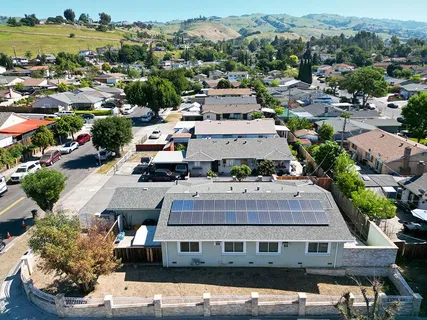 an aerial view of a house