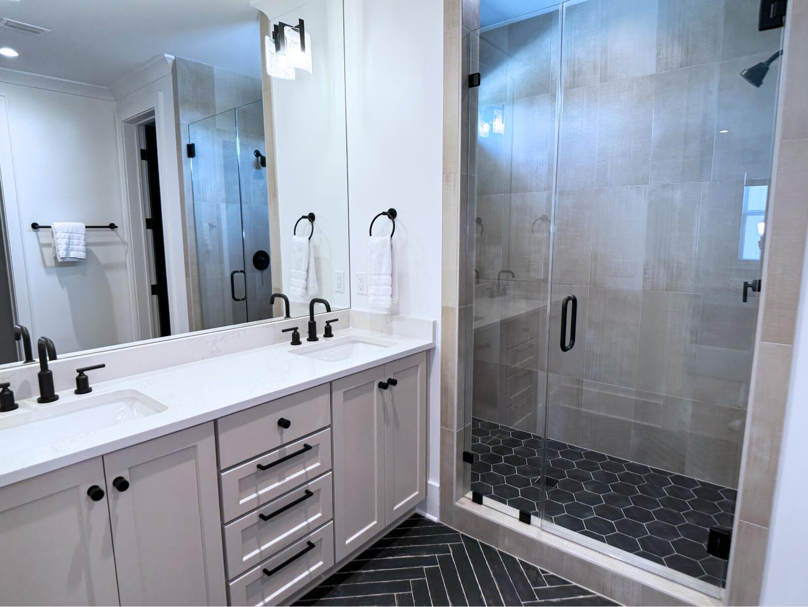 83 Norman Ct Inlet Beach Inlet Beach, FL 32461 - Photo 18 of 21 a bathroom with a shower sink and mirror