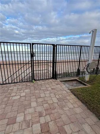 a view of a black gate