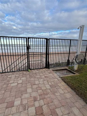 a view of a black gate