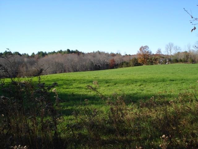a view of an mountain and grassy field