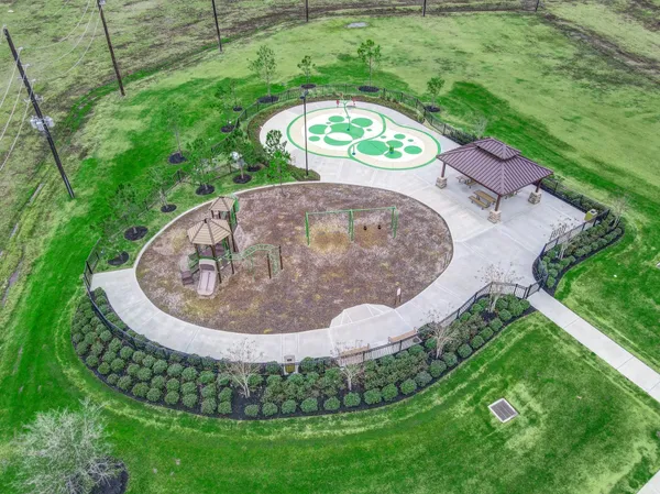 an aerial view of a house