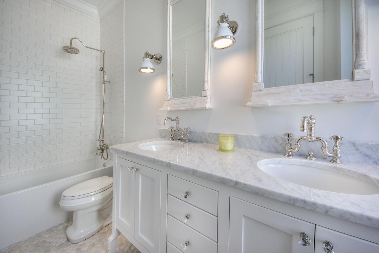23 Madaket Way Inlet Beach Inlet Beach, FL 32461 - Photo 21 of 49 a bathroom with a granite countertop sink a toilet and a mirror