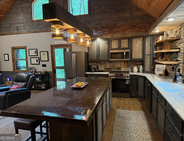 a view of a porch with furniture