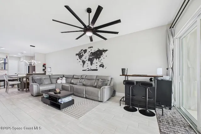 a living room with furniture