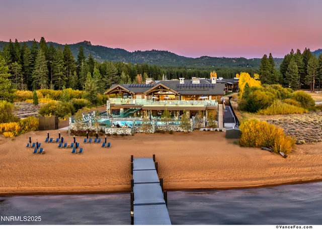 a view of a swimming pool with lake view