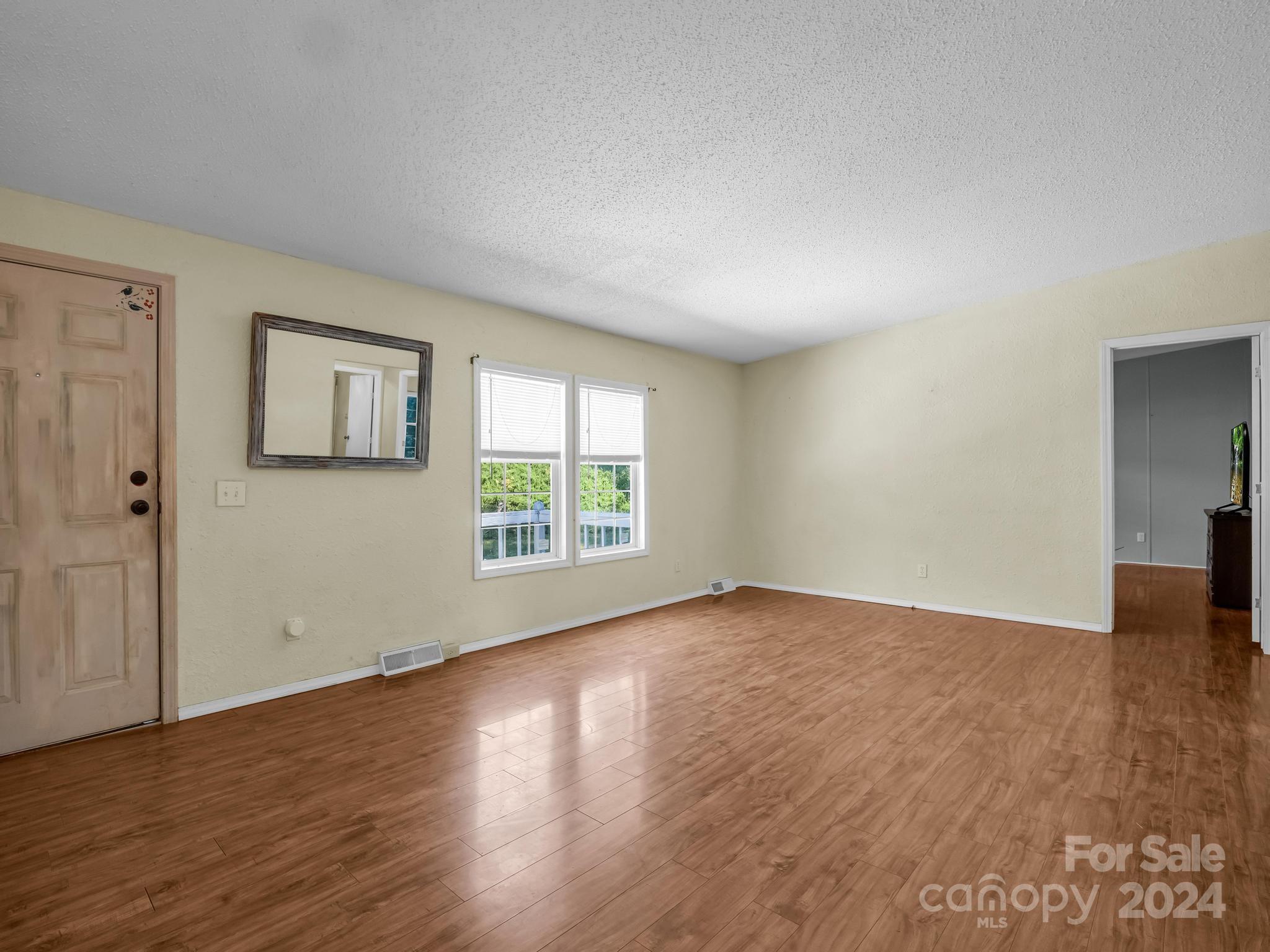 293 Bane Road Mills River, NC 28759 - Photo 17 of 48 an empty room with wooden floor and windows