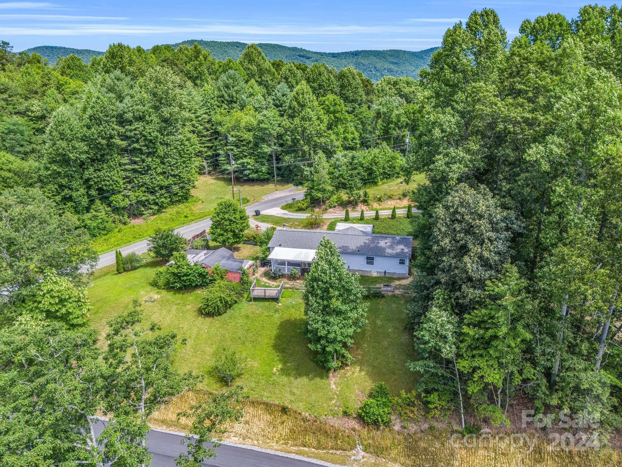 293 Bane Road Mills River, NC 28759 - Photo 42 of 48 an aerial view of residential house with outdoor space and trees all around