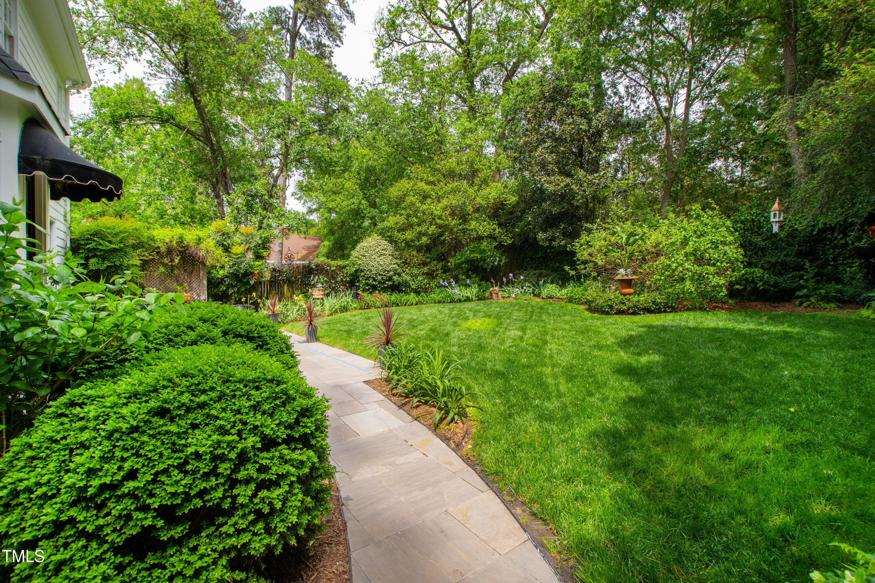 1904 Victoria Road Raleigh, NC 27608 - Photo 25 of 63 a view of a garden with plants and large trees