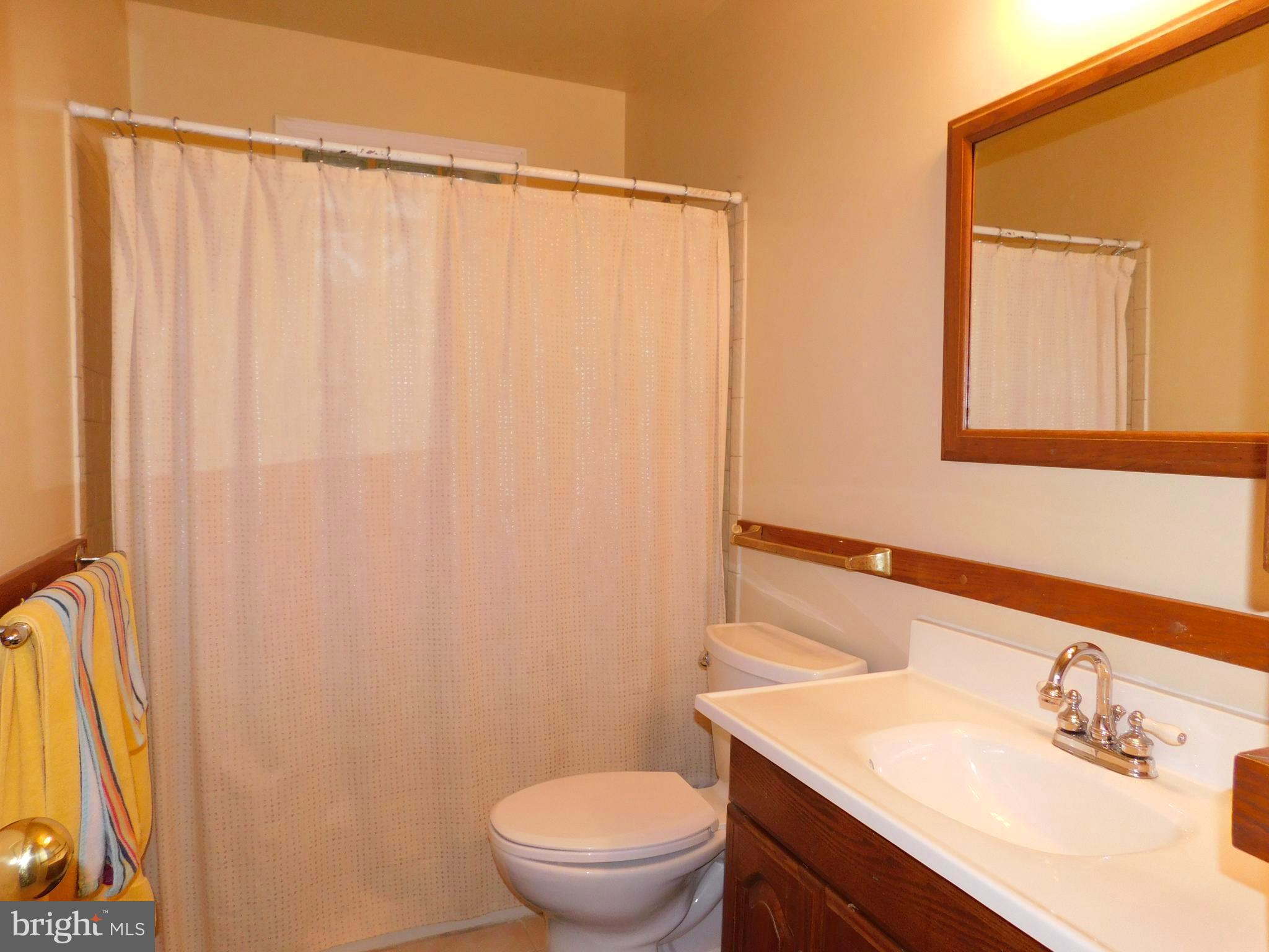 224 Cheddington Road Linthicum, MD 21090 - Photo 7 of 18 a bathroom with a sink a toilet and shower curtain
