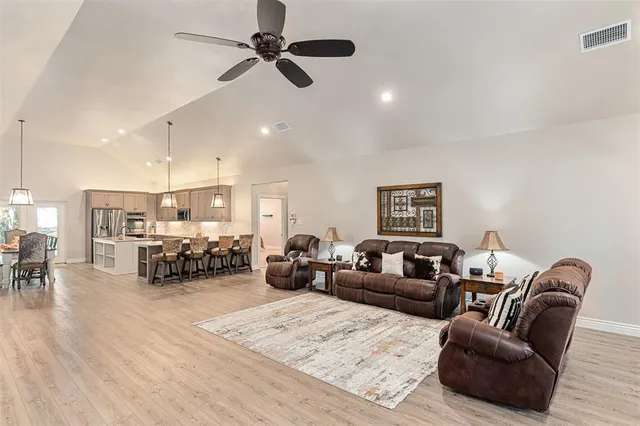 a living room with furniture