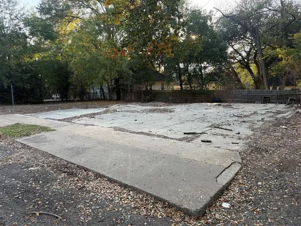 a view of a yard with a tree