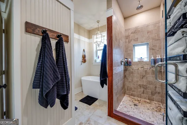 a bathroom with a shower