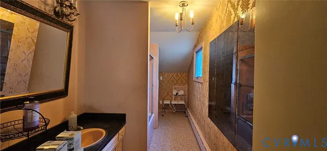 a view of a hallway with elevator