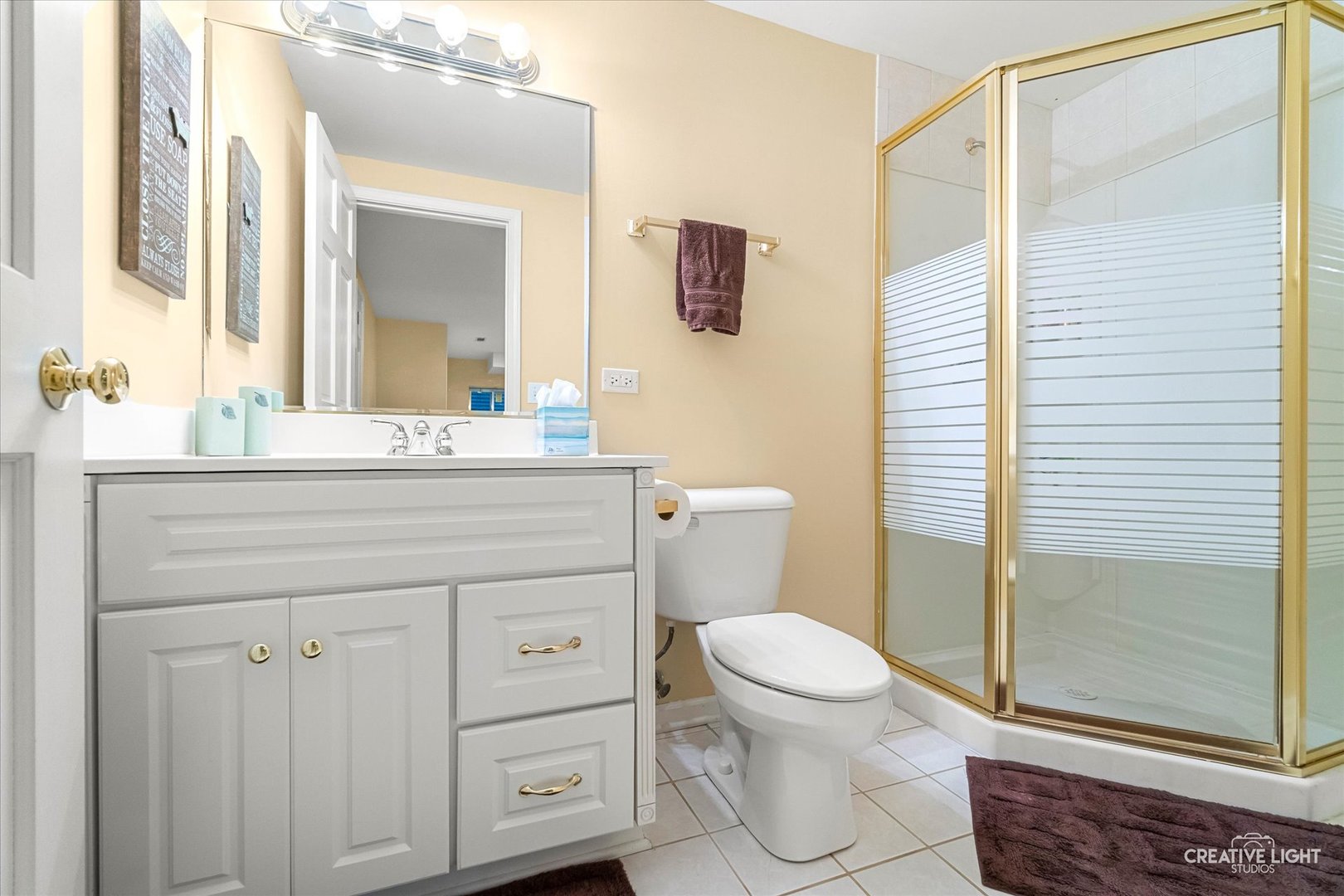 2543 Dewes Lane Naperville, IL 60564 - Photo 22 of 47 a bathroom with a sink a toilet a mirror and shower