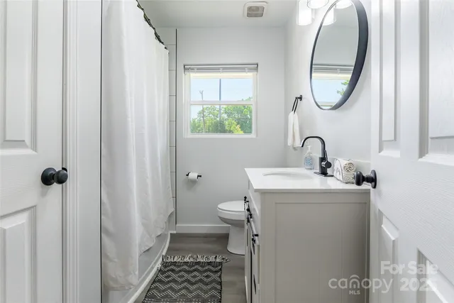 a bathroom with a sink toilet and a mirror