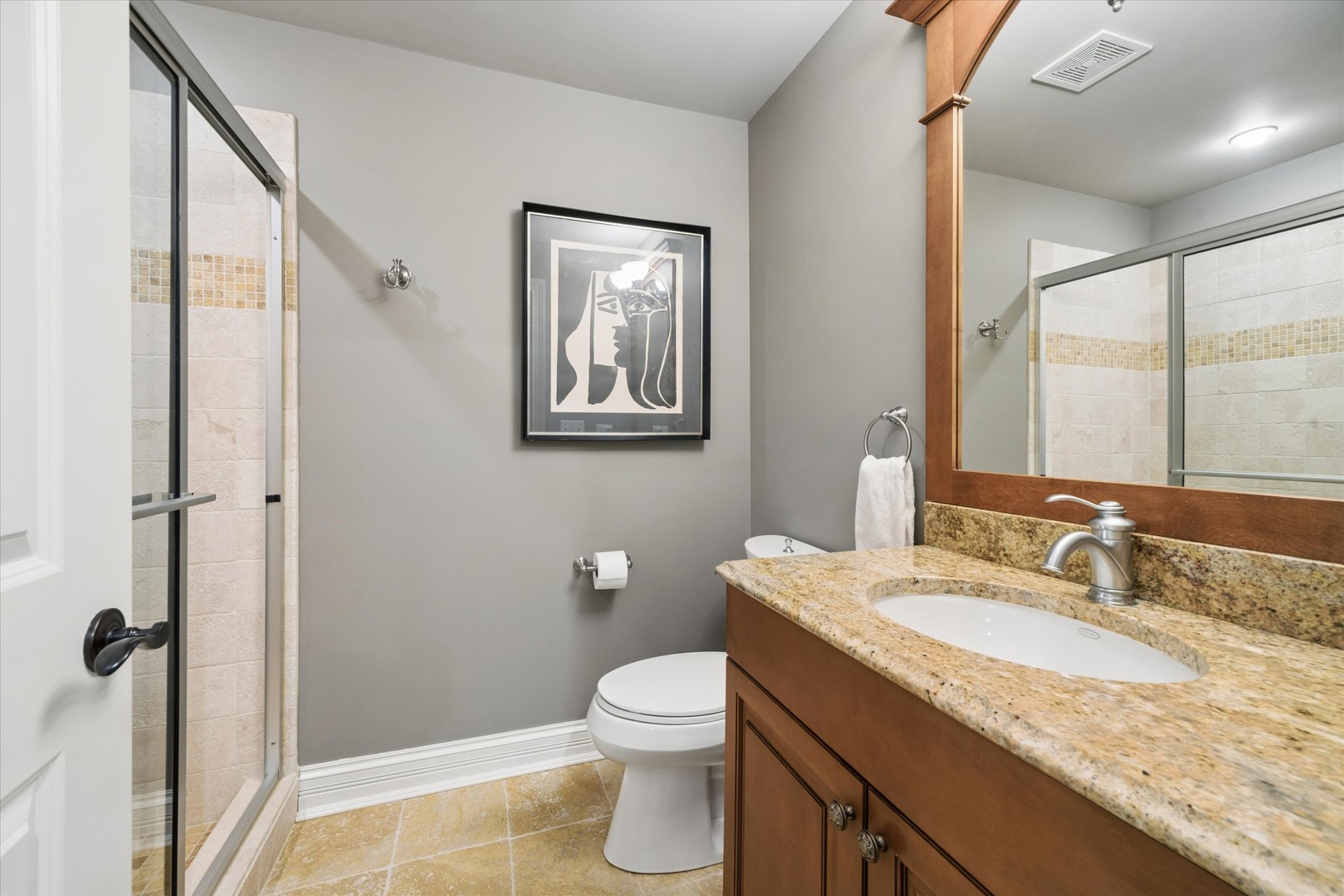405 Phillippa Street Hinsdale, IL 60521 - Photo 38 of 44 a bathroom with a granite countertop sink toilet and shower