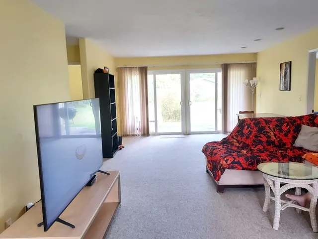 a living room with furniture window and a flat screen tv