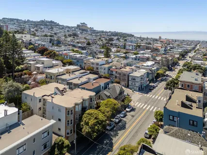 an aerial view of a city