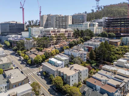a view of a city with tall buildings