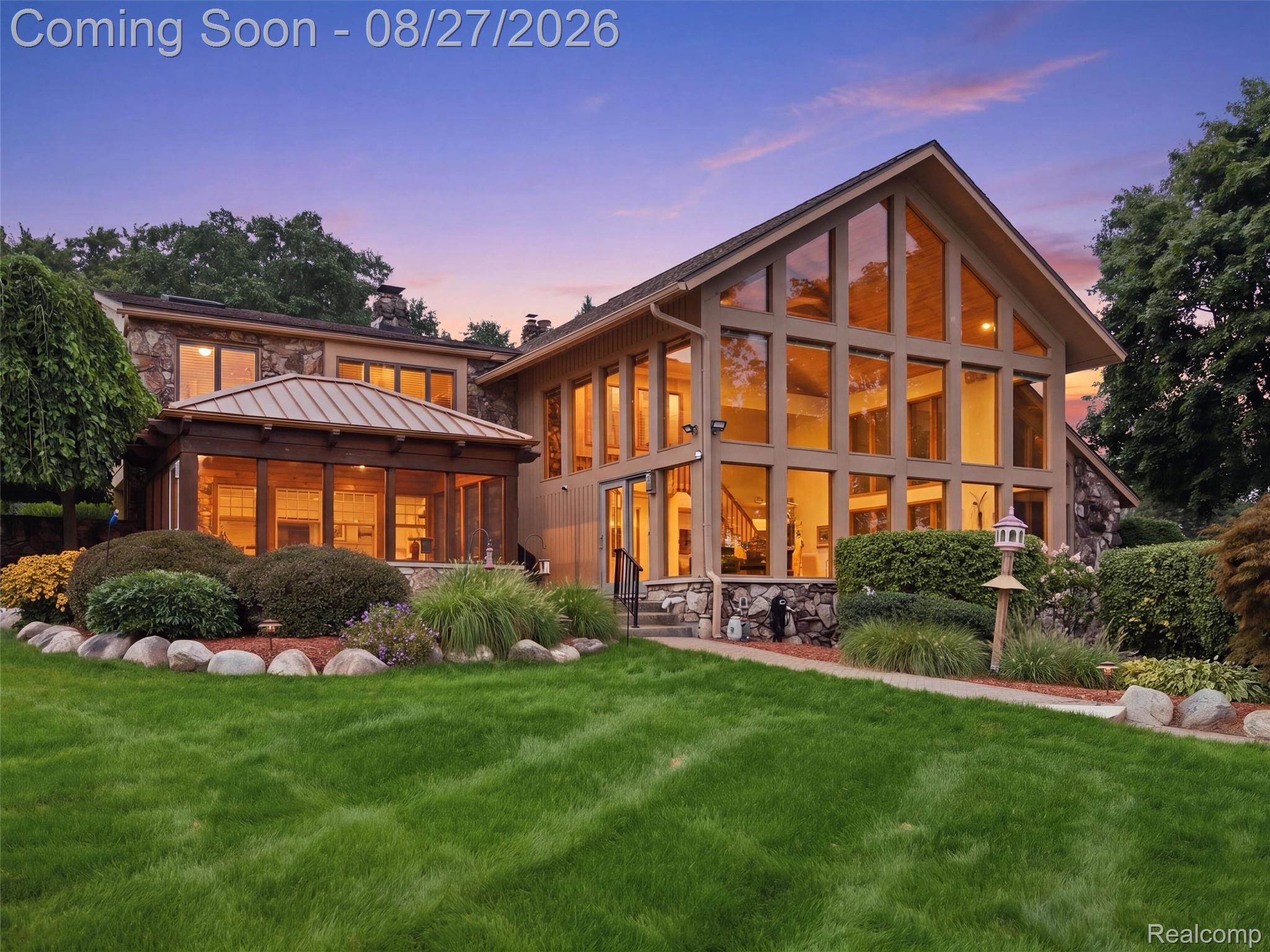 3549 Mann Road Clarkston, MI 48346 - Photo 7 of 63 Spectacular Lakeside Elevation with Expansive Walls of Glass