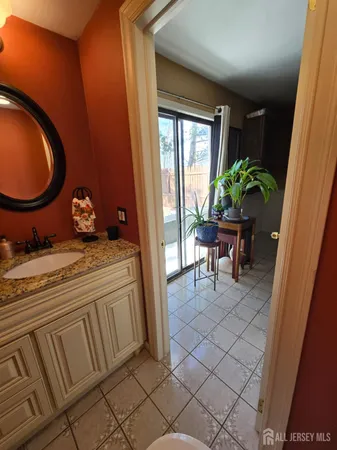 a view of a bedroom with furniture and garden