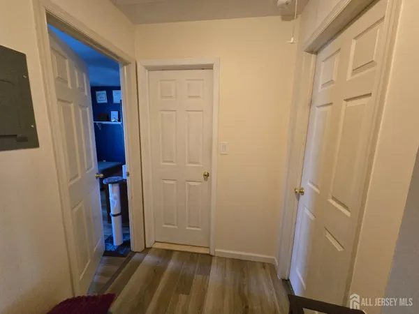 wooden floor with closet