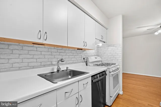 a kitchen with a sink dishwasher and cabinets