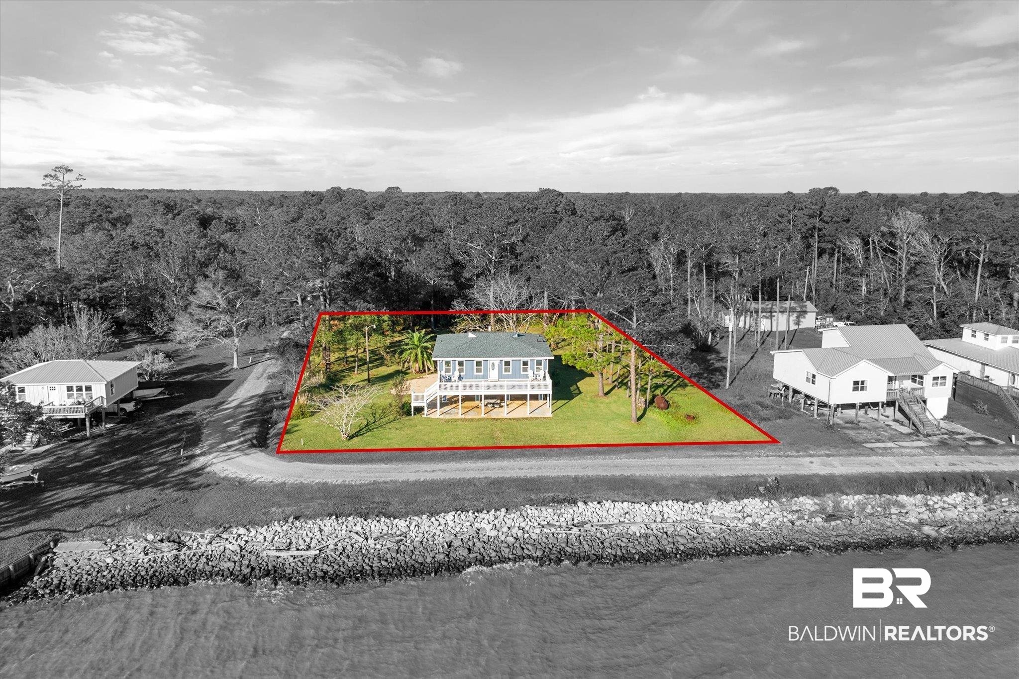 15111 Regus Road Coden, AL 36523 - Photo 30 of 35 View of property location featuring property boundaries highlighted and a heavily wooded area