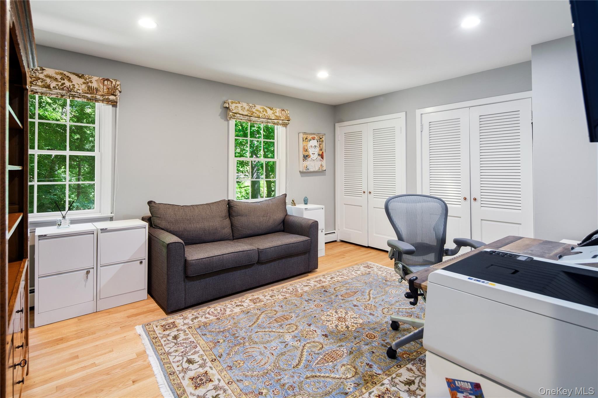 105 Cross Ridge Road Chappaqua, NY 10514 - Photo 34 of 43 Bedroom 4 (currently being used as a home office) has two double closes, oak hardwood floors, crown molding and recessed lighting