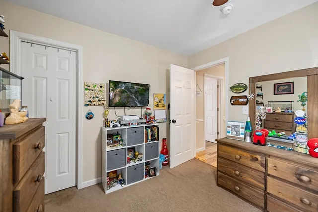 a room with furniture and storage