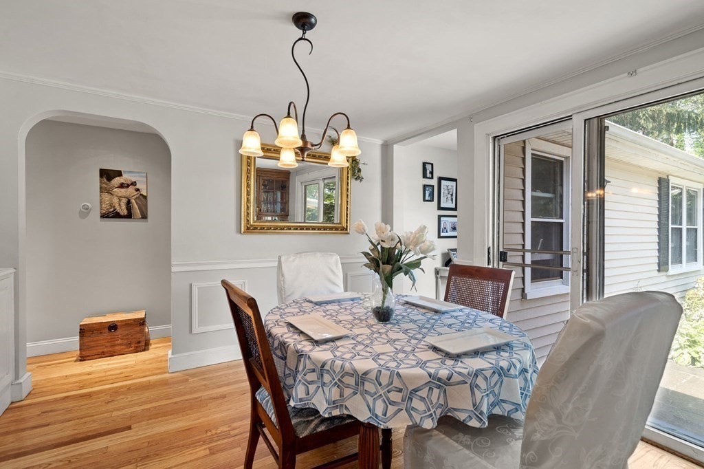 20 Sheffield Road Danvers, MA 01923 - Photo 11 of 38 a dining room with furniture a chandelier and wooden floor