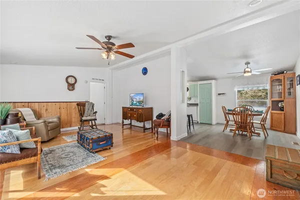 a living room filled with furniture