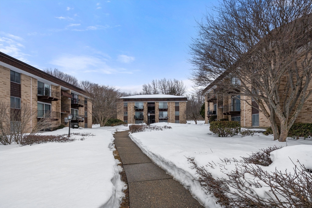 121 Bailey Street, Unit D31 Worcester, MA 01602 - Photo 24 of 25 a view of a house with a yard covered in snow