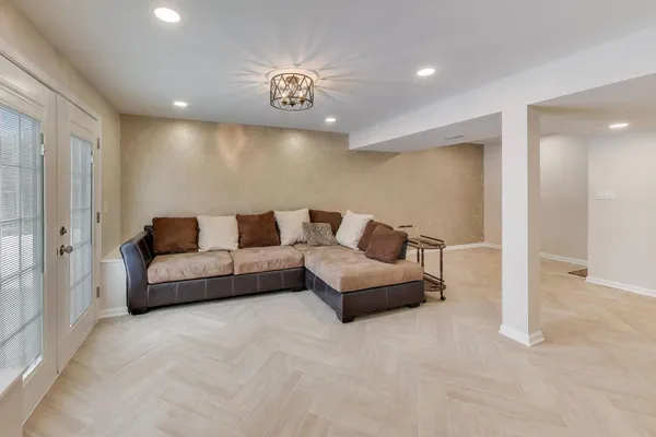 an empty room with closet area